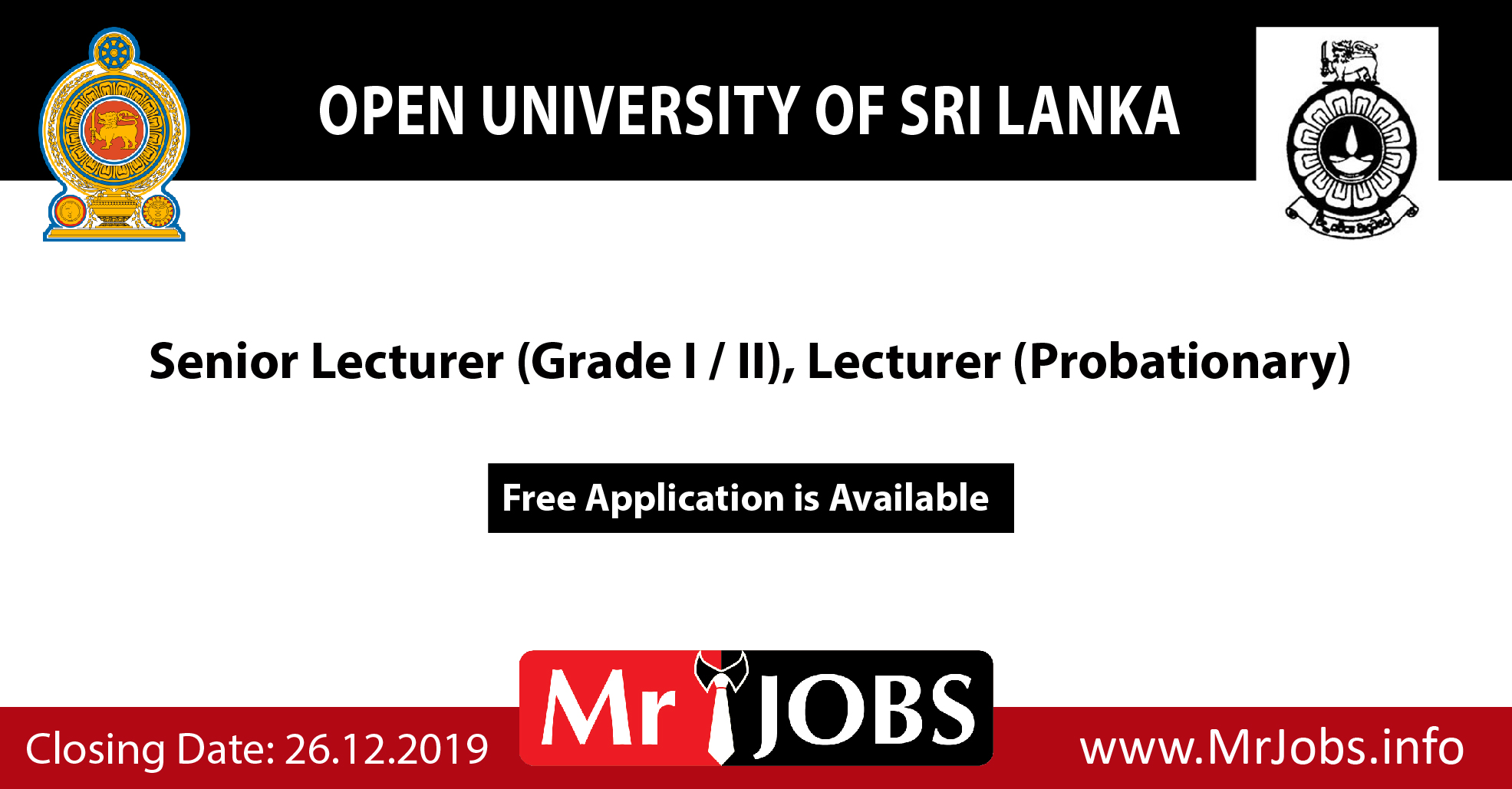 Senior Lecturer Grade I Ii Lecturer Probationary Open Senior Lecturer Grade I Ii Lecturer Probationary Open