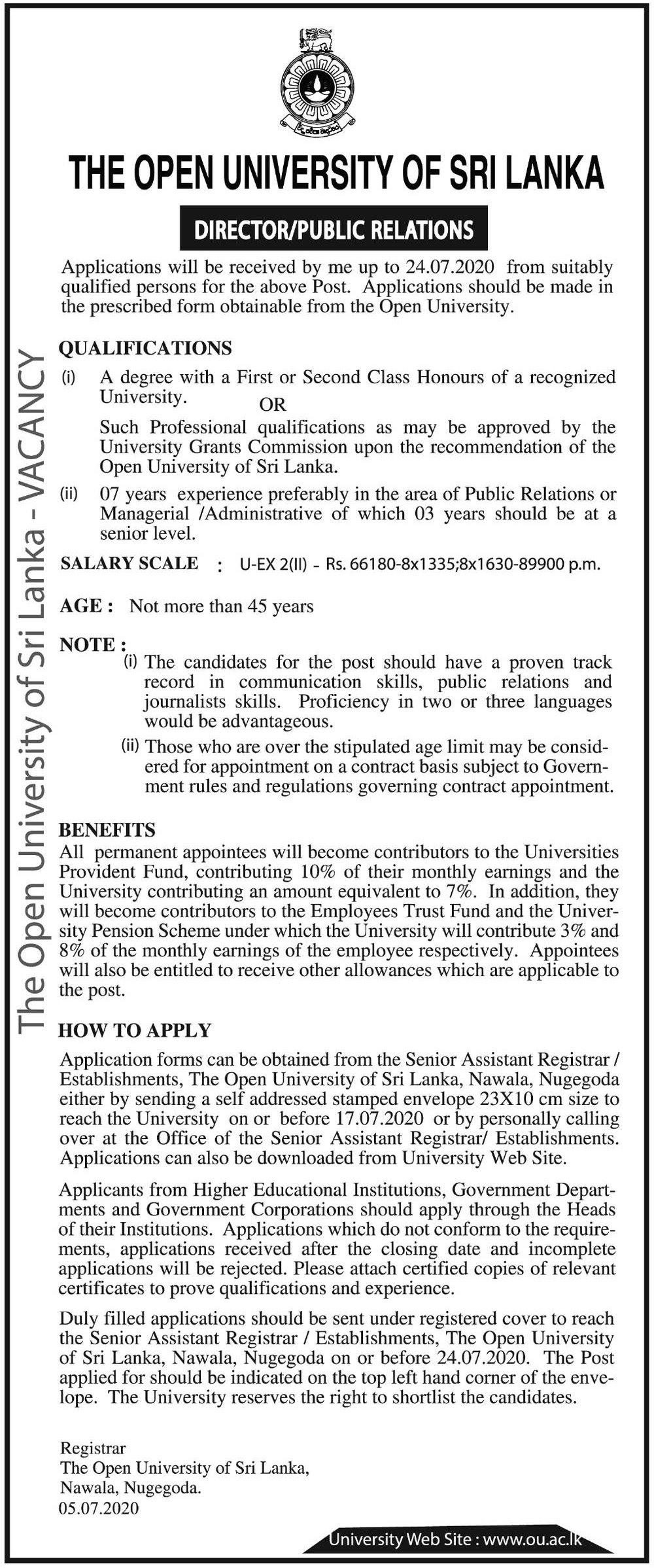 Director (Public Relations) – Open University of Sri Lanka