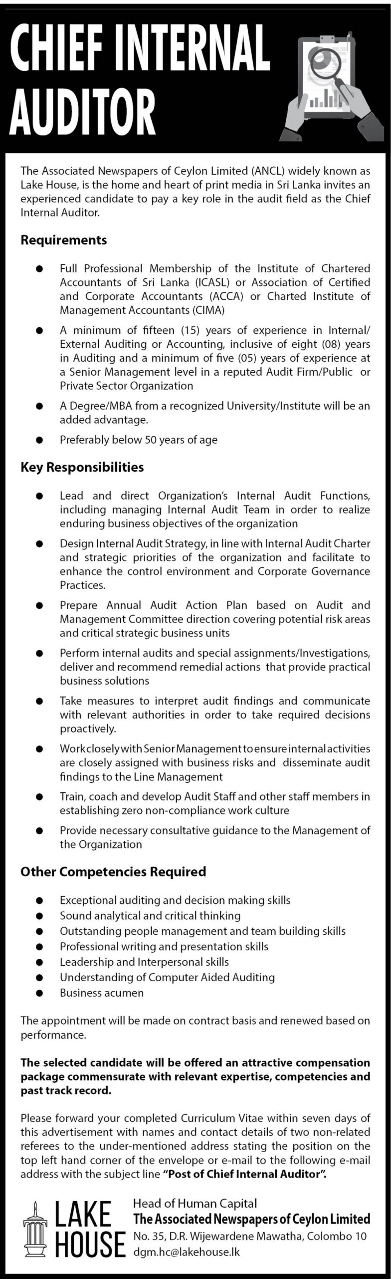 Chief Internal Auditor – Associated Newspapers of Ceylon Ltd 2