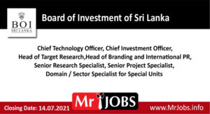 Board of Investment of Sri Lanka Vacancies