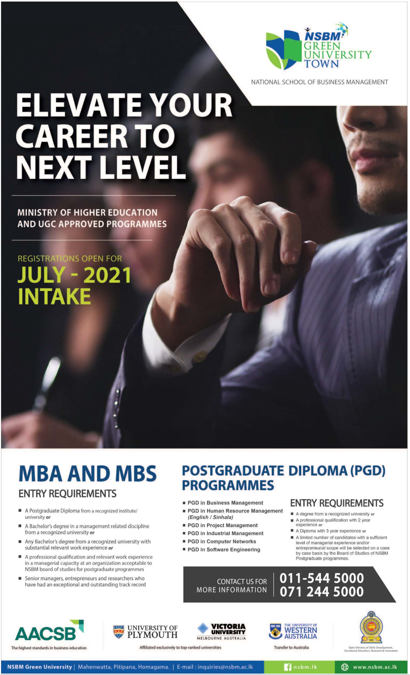 MBA and MBS / Postgraduate Diploma (PGD) Programmes July 2021 Intake – National School of Business Management