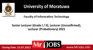 University of Moratuwa Vacancies 2021