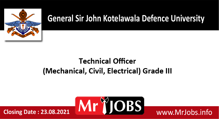 General Sir John Kotelawala Defence University Vacancies