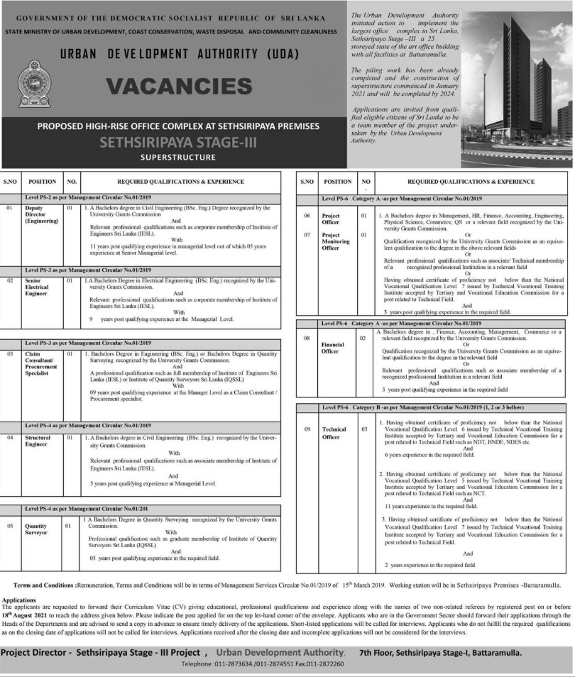 Urban Development Authority Vacancies