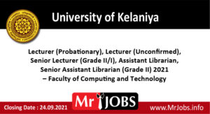 University of Kelaniya Vacancies