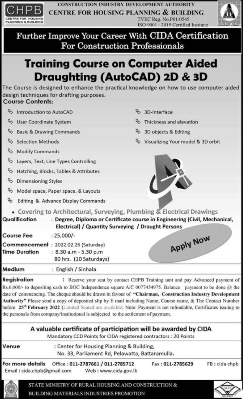 Centre For Housing Planning And Building Training Course On Computer Centre For Housing Planning And Building Training Course On Computer