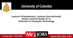 University of Colombo Vacancies 2022 - Instructor in Computer Technology