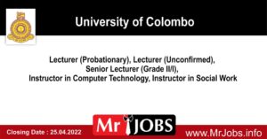 Lecturer, Senior Lecturer, Instructor - University of Colombo Vacancies