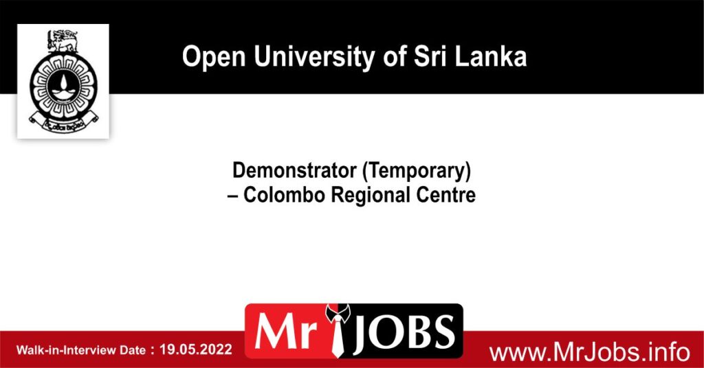 Demonstrator (Temporary) – Colombo Regional Centre – Open University