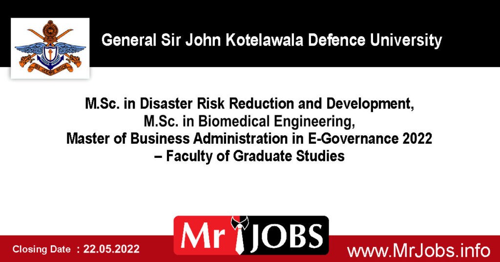 General Sir John Kotelawala Defence University Courses 2022