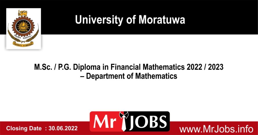 M.Sc. P.G. Diploma in Financial Mathematics 2022 2023