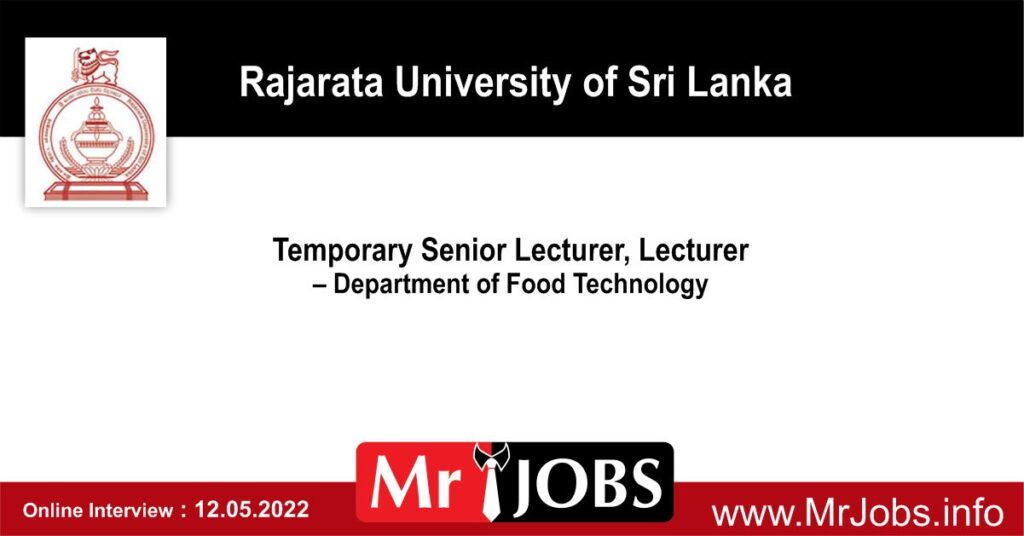 Rajarata University of Sri Lanka Vacancies