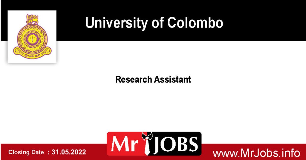 Research Assistant - University of Colombo Vacancy