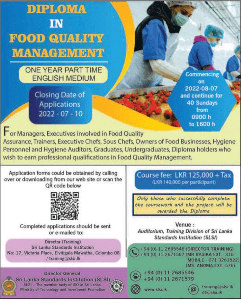 Diploma in Food Quality Management - SLSI
