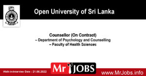 Open University Vacancies 2022 - Counsellor (On Contract)