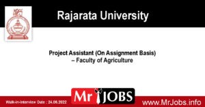 Rajarata University Vacancies 2022 - Project Assistant