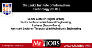 Sri Lanka Institute of Information Technology (SLIIT) Vacancies 2022