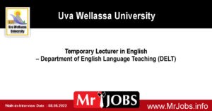 Temporary Lecturer in English - Uva Wellassa University