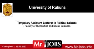 University of Ruhuna - Temporary Assistant Lecturer Vacancies