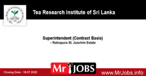 Tea Research Institute Vacancies 2022 - Superintendent