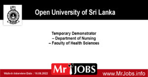 Temporary Demonstrator – Department of Nursing – Faculty of Health Sciences – Open University