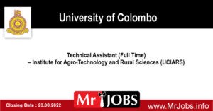 University of Colombo Vacancies 2022 - Technical Assistant (Full Time) 