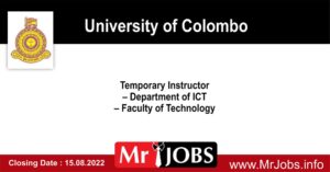 University of Colombo Vacancies 2022 - Temporary Instructor