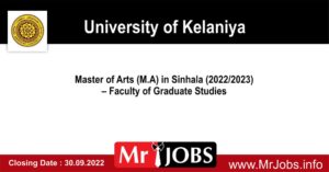 University of Kelaniya Master Degree 2022 2023