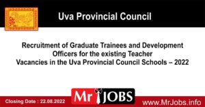 Uva Province Graduate Teaching Vacancies 2022