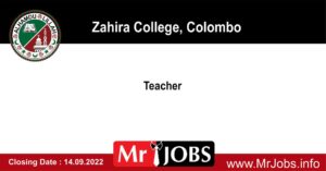 Teacher - Zahira College Vacancies 2022