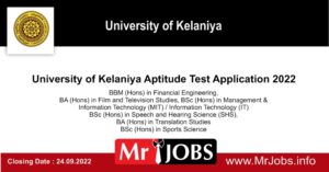 University of Kelaniya Aptitude Test Application 2022