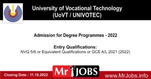 Univotec UoVT for Degree Application Admission 2022
