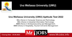 Uva Wellassa University (UWU) Aptitude Test 2022