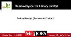 Factory Manager Kalubowitiyana Tea Factory Limited