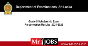 Grade 5 Scholarship Exam Re correction Results 2021 2022