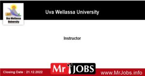 Instructor Uva Wellassa University Vacancies 2022