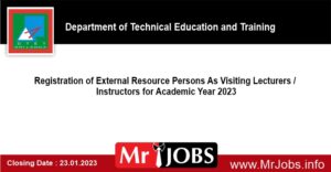 DTET Registration of External Resource Persons as Visiting Lecturers Instructors for Academic Year 2023
