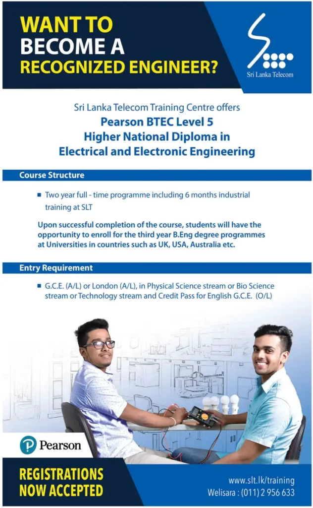 Pearson BTEC Level 5 HND in Electrical and Electronic Engineering 2018 – SLT Training Centres