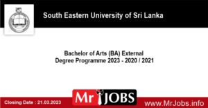 South Eastern University BA External Degree Programme 2023