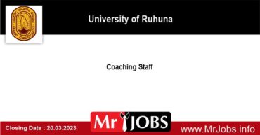 Coaching Staff - University of Ruhuna Vacancies 2023