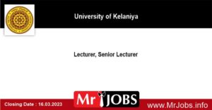 Lecturer Senior Lecturer University of Kelaniya Vacancies 2023