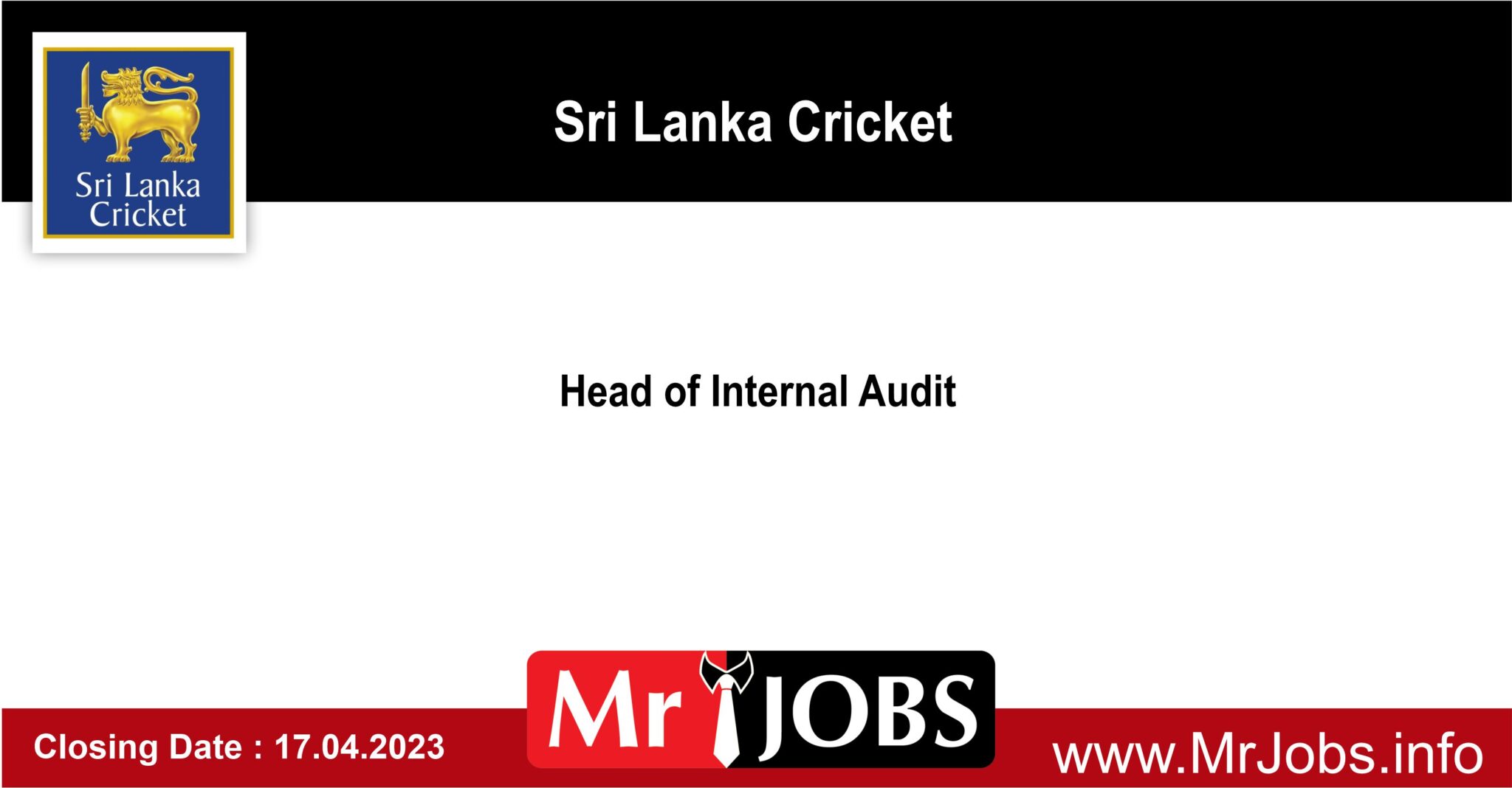 Head of Internal Audit - Sri Lanka Cricket Vacancies 2023
