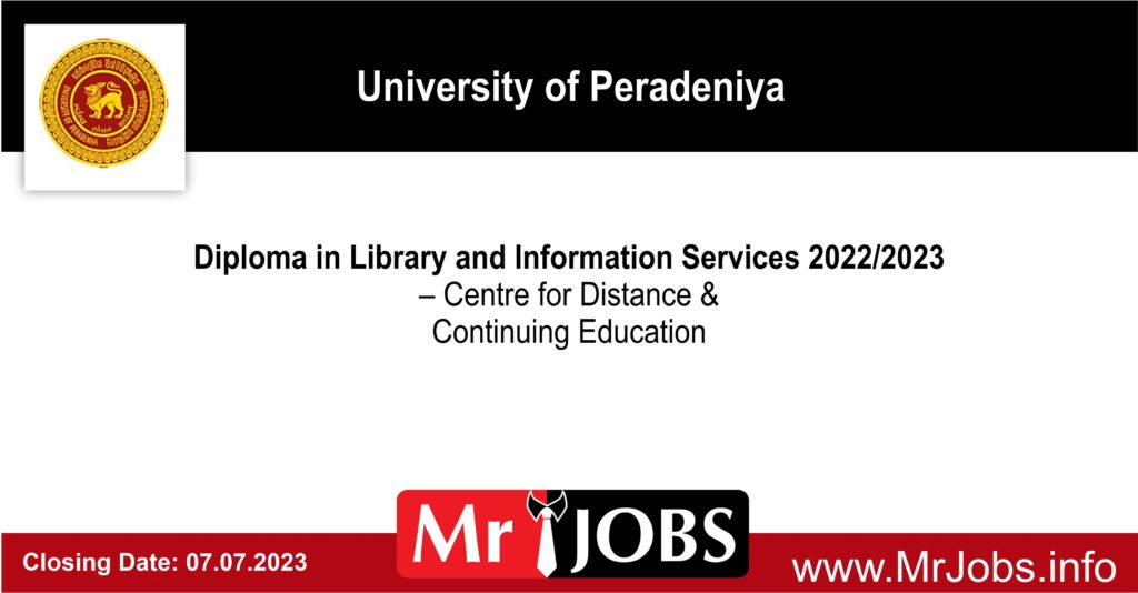 Diploma in Library and Information Services 2022/2023 - University of Peradeniya