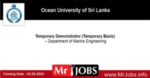 Temporary Demonstrator – Ocean University of Sri Lanka Vacancies 2023