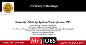 University of Kelaniya Aptitude Test Application 22 2023