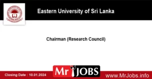 Eastern University of Sri Lanka Jobs Vacancies 2024 Chairman Research Council